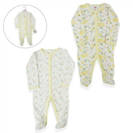 onesie Floral junior katoen geel/wit 2 stuks mt 50/56