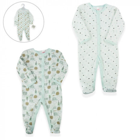 onesie Elephant junior katoen grijs/wit 2 stuks mt 50/56