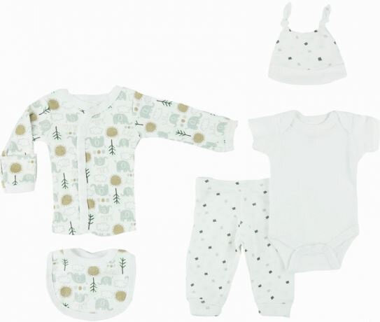 kledingset Elephant meisjes polyester wit 5-delig