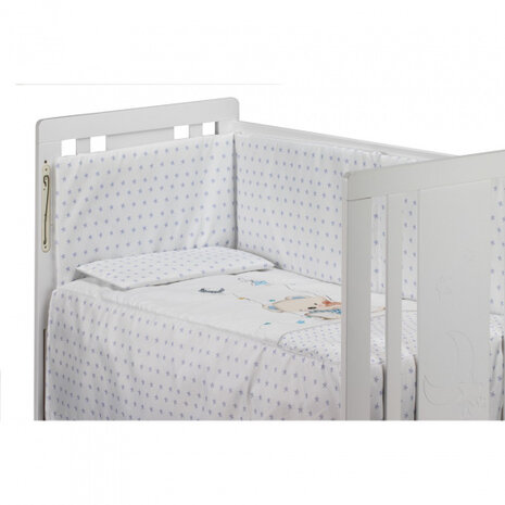 bedtextielset Beer 60 x 120 cm katoen wit/blauw 3-delig