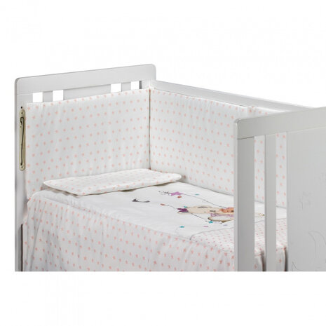 bedtextielset Beer 60 x 120 cm katoen wit/roze 3-delig