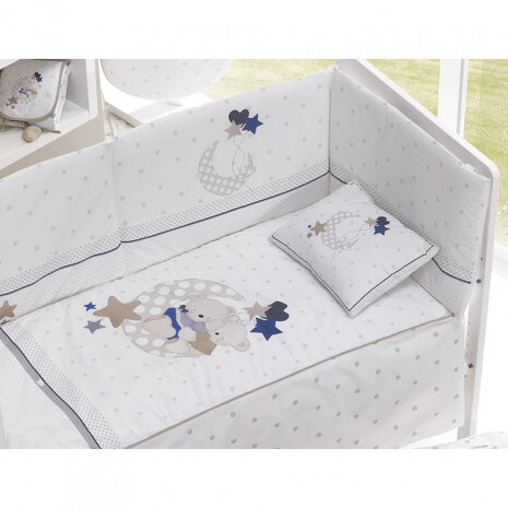 bedtextielset Maan 60 x 120 cm katoen wit/bruin 3-delig