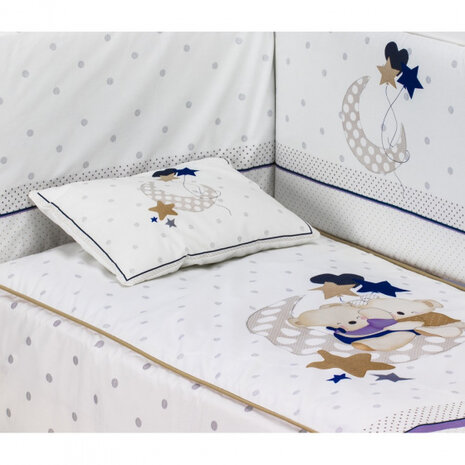bedtextielset Maan 60 x 120 cm katoen wit/bruin 3-delig