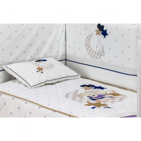 bedtextielset Maan 60 x 120 cm katoen wit/bruin 3-delig