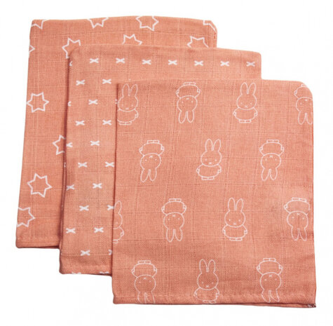 washandjes Smile junior katoen koraaloranje 3 stuks