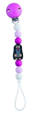 fopspeenketting mol 18 cm hout roze/wit/zwart