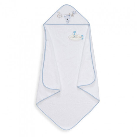 badcape en thermometer 100 cm katoen wit/blauw 2-delig