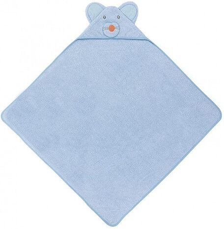 badcape muis 100 x 100 cm katoen lichtblauw