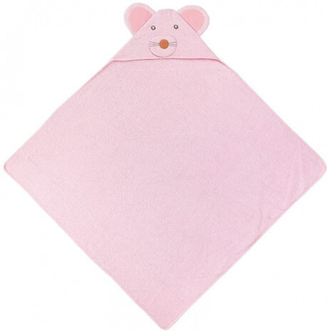 badcape muis 100 x 100 cm katoen roze