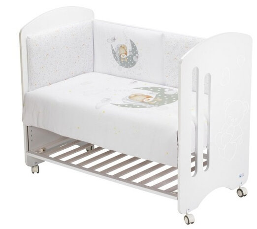 bedtextielset beer junior katoen roze/wit 3-delig