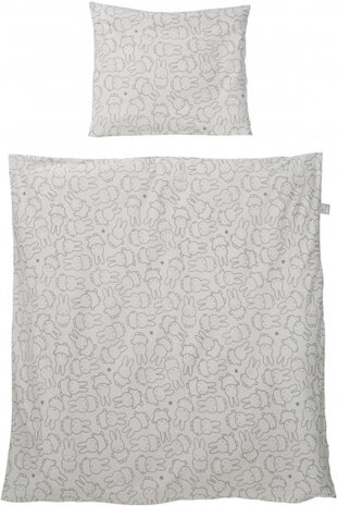 bedtextiel Miffy junior 80 x 80 cm katoen grijs 2-delig