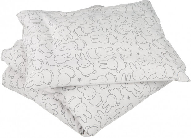 bedtextiel Miffy junior 80 x 80 cm katoen grijs 2-delig