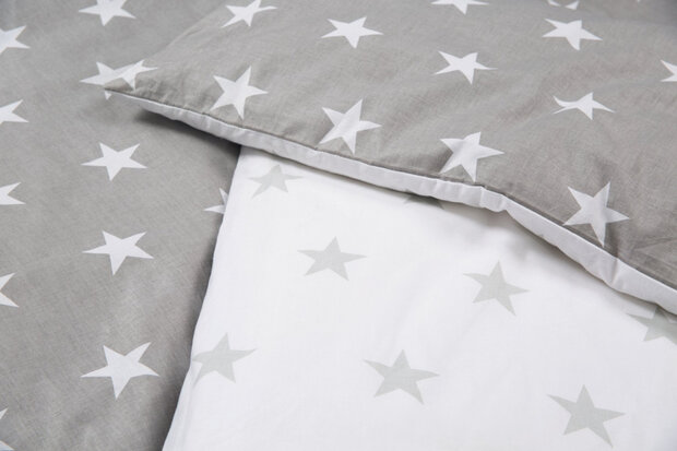 bedtextiel Little Stars 135 x 100 cm katoen grijs 2-delig