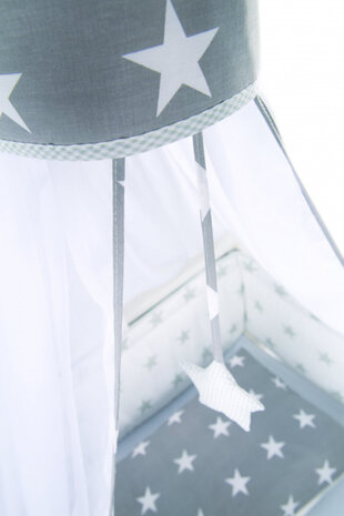 bedtextiel Little Stars 135 x 100 cm katoen grijs 4-delig