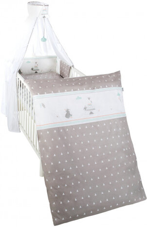bedtextiel Tipi Bear 135 x 100 cm katoen taupe 4-delig