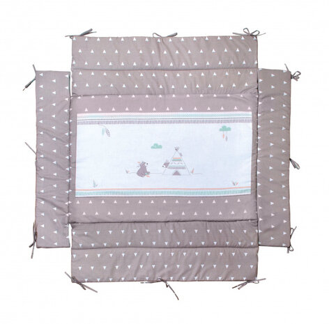 boxkleed Indibear junior 96 x 18 cm polykatoen grijs