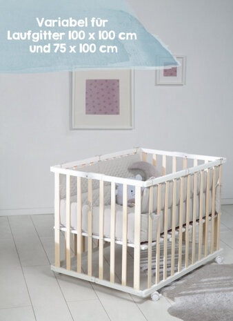 boxkleed Style junior 96 x 18 cm polykatoen zilvergrijs