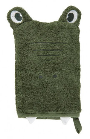 washand Organic junior 14 x 21 cm katoen donkergroen
