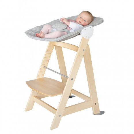 kinderstoel Born Up 94 cm hout/polyester lichtgrijs