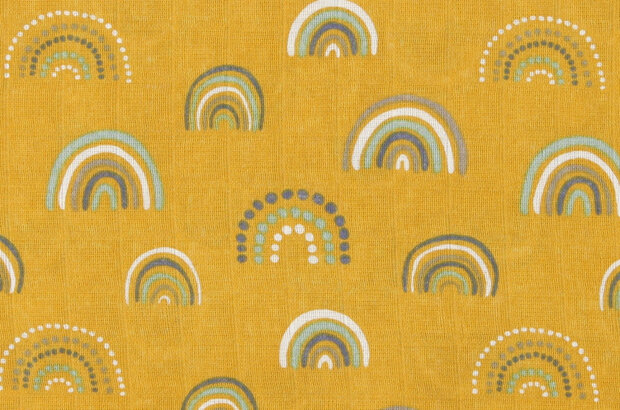 inbakerdoeken Rainbow 120 cm katoen blauw/geel
