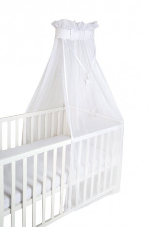 babybedhemel Veilig In Slaap 250 cm katoen wit
