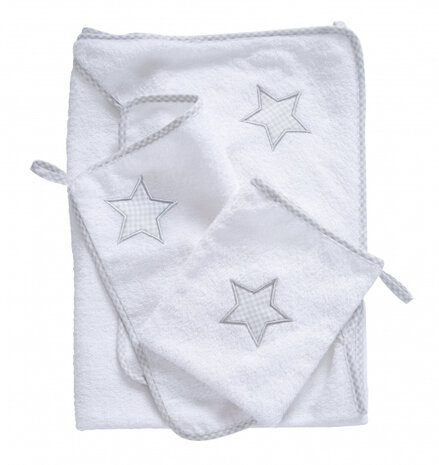 handdoekenset Little Stars 30cm katoen wit 3 -delig