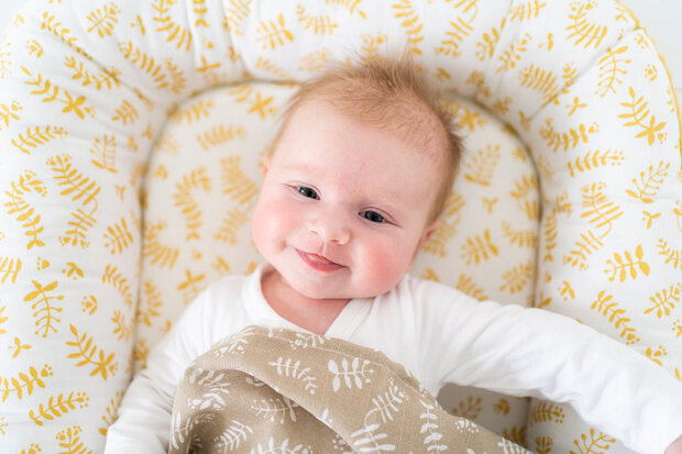 babynest Oragnic Botanic junior katoen geel/wit