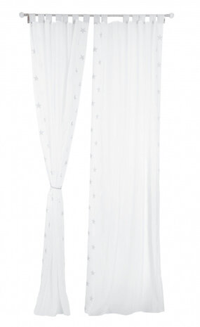 gordijnset Little Stars 250 cm polyester wit 2 -delig