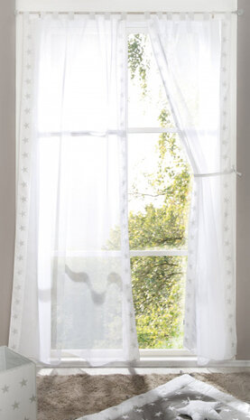 gordijnset Little Stars 250 cm polyester wit 2 -delig