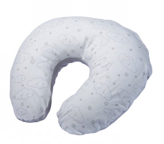voedingskussen sterren en wolken polyester grijs