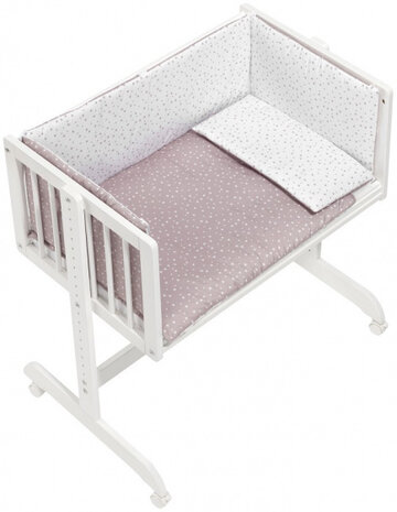 wieg/co-sleeper Universo 55 x 85 cm wit/roze 5-delig