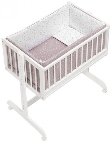 wieg/co-sleeper Universo 55 x 85 cm wit/roze 5-delig