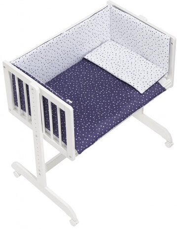 wieg/co-sleeper Universo 55 x 85 cm wit/blauw 5-delig