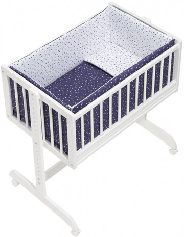 wieg/co-sleeper Universo 55 x 85 cm wit/blauw 5-delig
