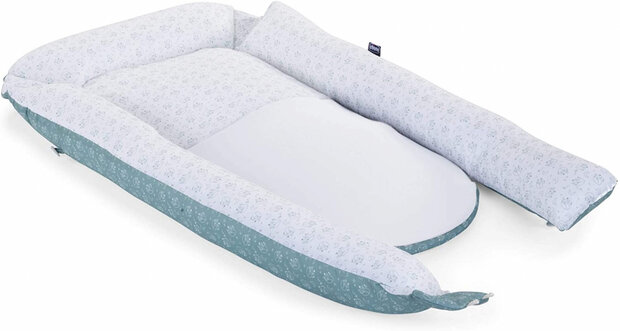 babynest Foxy junior ​​​​​​​93 x 53 cm katoen groen/wit