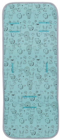 inlegkussen kinderwagen Kat 83 x 33 cm katoen groen