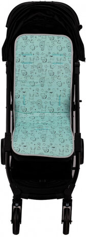 inlegkussen kinderwagen Kat 83 x 33 cm katoen groen