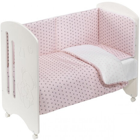 ledikant Lovely junior 120 x 60 cm wit/roze 4-delig