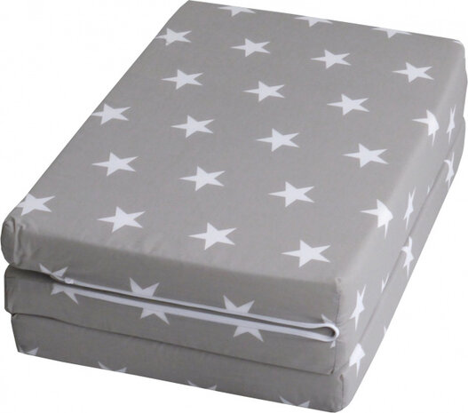 matras Little Stars campingbed 60 x 120 cm polyester grijs