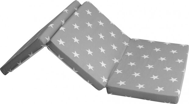 matras Little Stars campingbed 60 x 120 cm polyester grijs