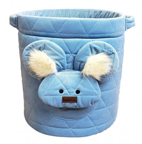 opbergmand Teddy 45 x 48 cm katoen blauw