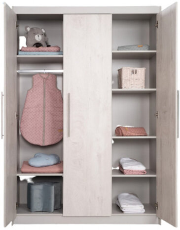 kledingkast Maren-2 190 x 131 x 52 cm hout grijs