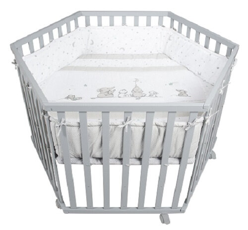 babybox Sternenzauber zeshoek 121 x 106 cm hout taupe