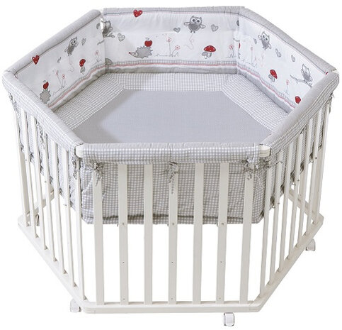 babybox Adam &amp; Owl zeshoek junior 121 x 106 cm hout wit