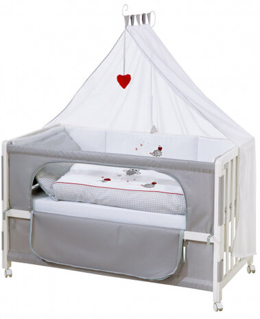 ledikant/co-sleeper Adam &amp; Owl 126 x 66 cm wit 9-delig