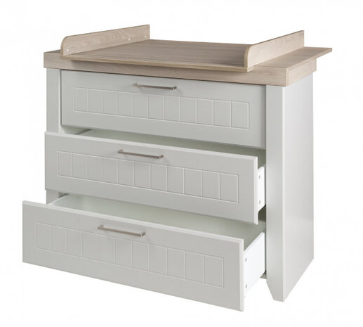 commode Helene 98 x 118 cm hout lichtgrijs/bruin