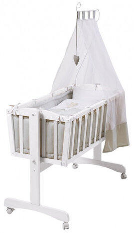 wiegset Heartbreaker junior 40 x 90 cm hout/katoen wit