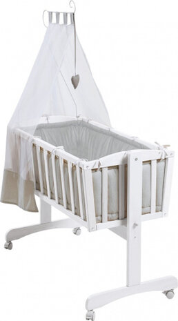 wiegset Heartbreaker junior 40 x 90 cm hout/katoen wit