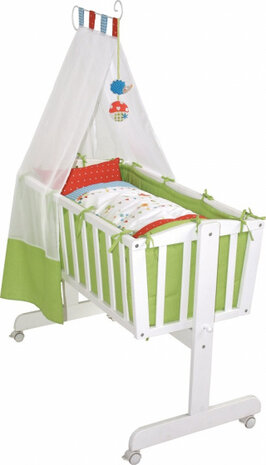 wiegset Forest Wedding 40 x 90 cm hout/katoen groen/wit