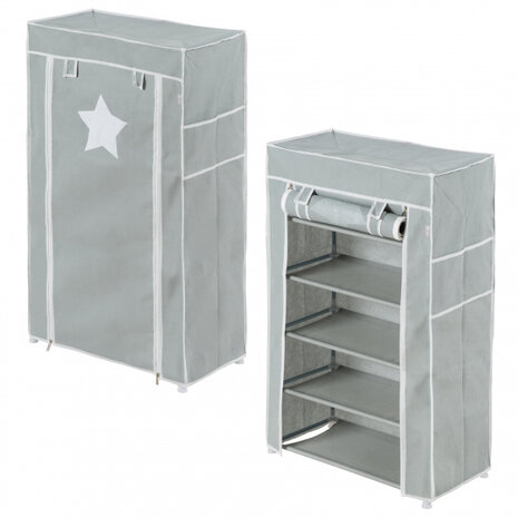 opbergrek Little Stars 58 x 28 x 90 cm polyester grijs